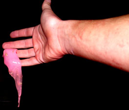 hand with red sperm
